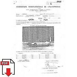 1972 Citroen SM (SB série SB) FIA homologation form PDF download